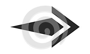 Arrow creative form indicating forward