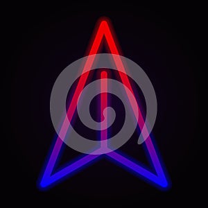 Arrow cursor neon icon on dark background