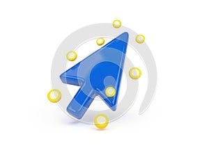 Arrow cursor pointer clicking on digital data representing online interaction and selection