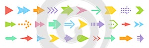 Arrow different shape cursor pointer flat icon set