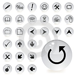 Arrow and directional icons in grey color