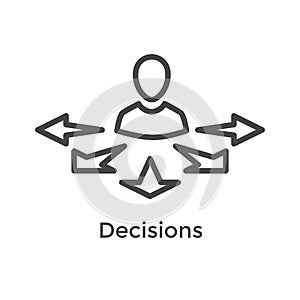 Arrow, directional way sign depicting making a decision or choice icon vector