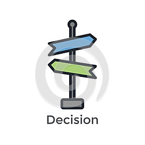 Arrow, directional way sign depicting making a decision or choice icon vector