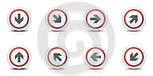 Arrow dirrection button label sign set illustration