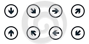 Arrow dirrection button label sign set illustration