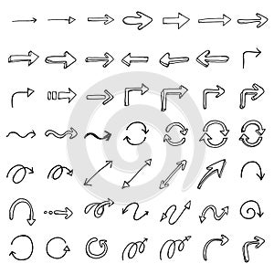 Arrow Doodle vector icon set. Drawing sketch illustration hand drawn line eps10