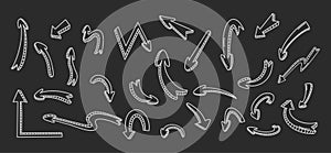 Arrow doodles with pseudo 3d white line vector icons bundle photo