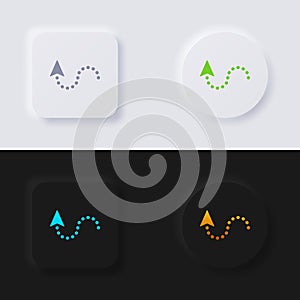 Arrow dot line navigation icon set, Multicolor neumorphism button soft UI Design.