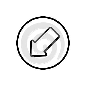 Arrow down and left icon. Simple line, outline vector elements of pointer icons for ui and ux, website or mobile