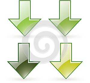 Arrow download green button icon