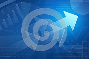 Arrow on financial graph and chart for business background