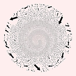 Arrow Icon Collage Fireworks Spheric Cluster