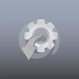 Arrow And Gear Icon Vector Illustration In Trendy Flat Style Isolated On Grey Background. Arrow Symbol For Your Beb Site Design photo