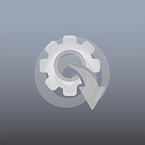 Arrow And Gear Icon Vector Illustration In Trendy Flat Style Isolated On Grey Background. Arrow Symbol For Your Beb Site Design photo