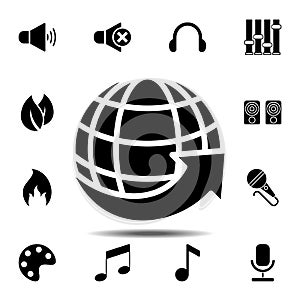 arrow on the globe, around the world symbol sign icon. Simple glyph vector element of web, minimalistic icons set for UI and UX,