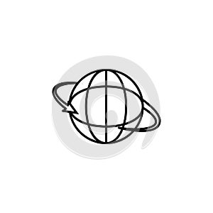 arrow globe icon. Element of mobile banking for smart concept and web apps. Thin line arrow globe icon can be used for web and