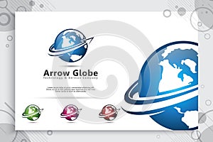 Arrow Globe vector logo with modern concept design , illustration of globe for business digital template