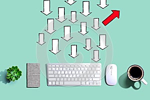 Arrow going in a different direction with a computer keyboard