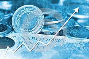 Arrow graph going up and polish currency