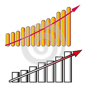 Arrow graph. Growth stock diagram financial graph. Vector illustration. Stock image.