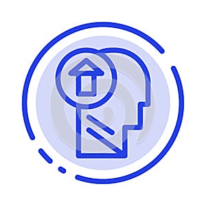 Arrow, Head, Human, Knowledge, Mind, Up Blue Dotted Line Line Icon