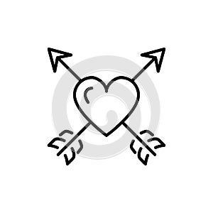 Arrow heart icon. Valentines symbol, Love sign. Thin line art design, Vector illustration