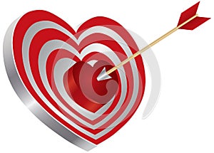 Arrow on Heart Shape Bullseye Illustration