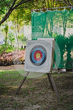 Arrow hit goal ring in archery target