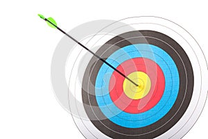 Arrow hit goal ring in archery target