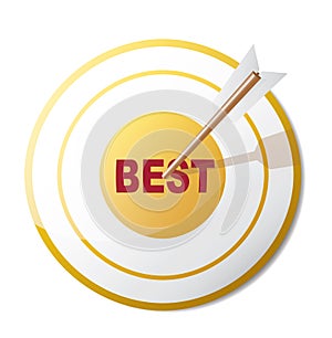 Arrow hit goal ring in archery target.