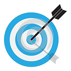 The arrow hits the target. target icon on white background. flat