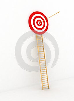 Arrow hitting the center of a red target