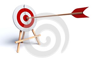 Arrow hitting directly in bulls eye