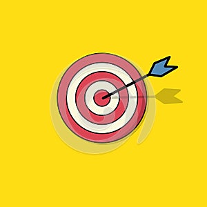 Arrow hitting target, dart in Target, business success concep