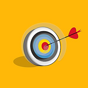 Arrow hitting target, dart in Target, business success concept