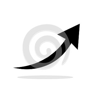 Arrow icon. Black up arrow isolated on white background.