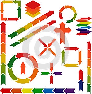 Arrow icon infografic set. different color vector arrowheads