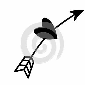 arrow icon with love in black color