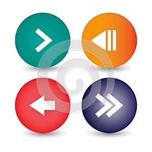 Arrow icon set for multimedia