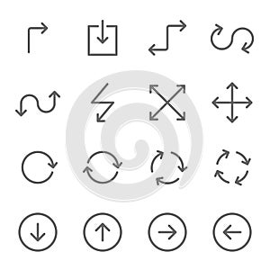 Arrow icon vector set illustration. Contains such icon as Navigation, Refresh, Scale, Expand, Download, Direction and more. Expand