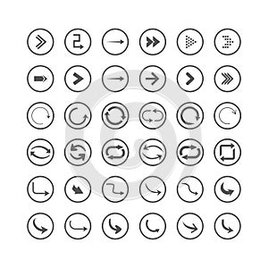 Arrow icons set. Direction, curve, repeat, loading, refresh incons set