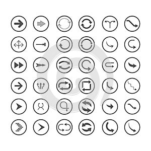 Arrow icons set. Direction, curve, repeat, loading, refresh incons set