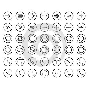 Arrow icons set. Direction, curve, repeat, loading, refresh incons set