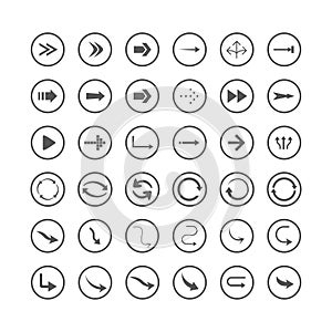 Arrow icons set. Direction, curve, repeat, loading, refresh incons set