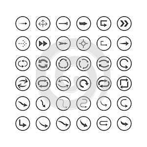 Arrow icons set. Direction, curve, repeat, loading, refresh incons set