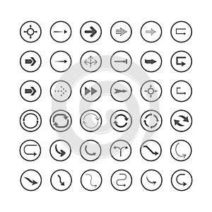 Arrow icons set. Direction, curve, repeat, loading, refresh incons set