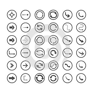 Arrow icons set. Direction, curve, repeat, loading, refresh incons set