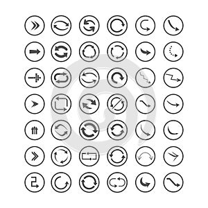 Arrow icons set. Direction, curve, repeat, loading, refresh incons set
