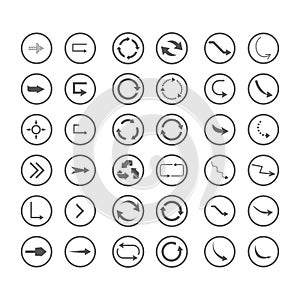 Arrow icons set. Direction, curve, repeat, loading, refresh incons set