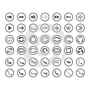 Arrow icons set. Direction, curve, repeat, loading, refresh incons set